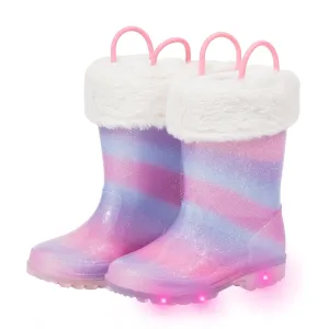 Warm Light Up Girls Rain Boots