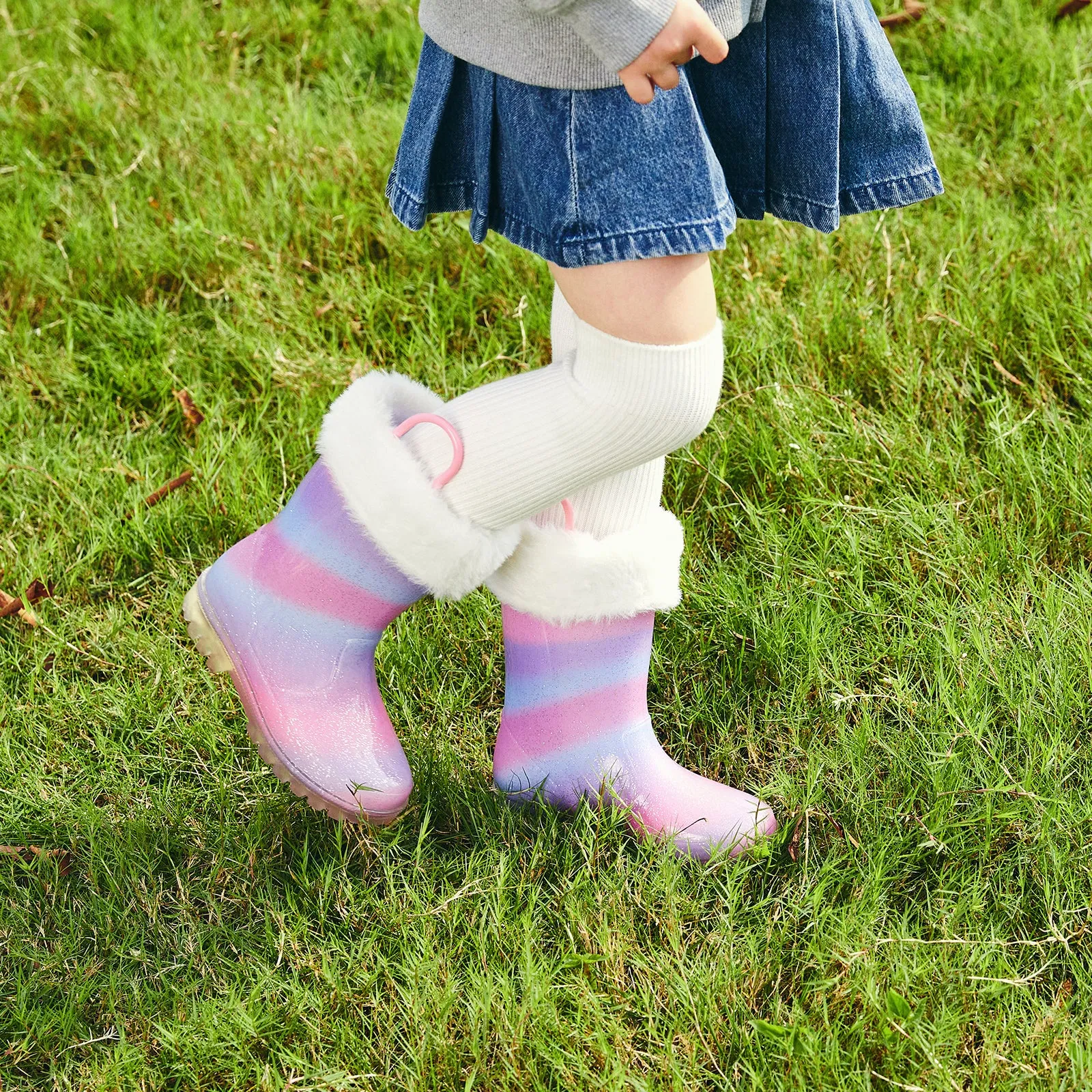 Warm Light Up Girls Rain Boots