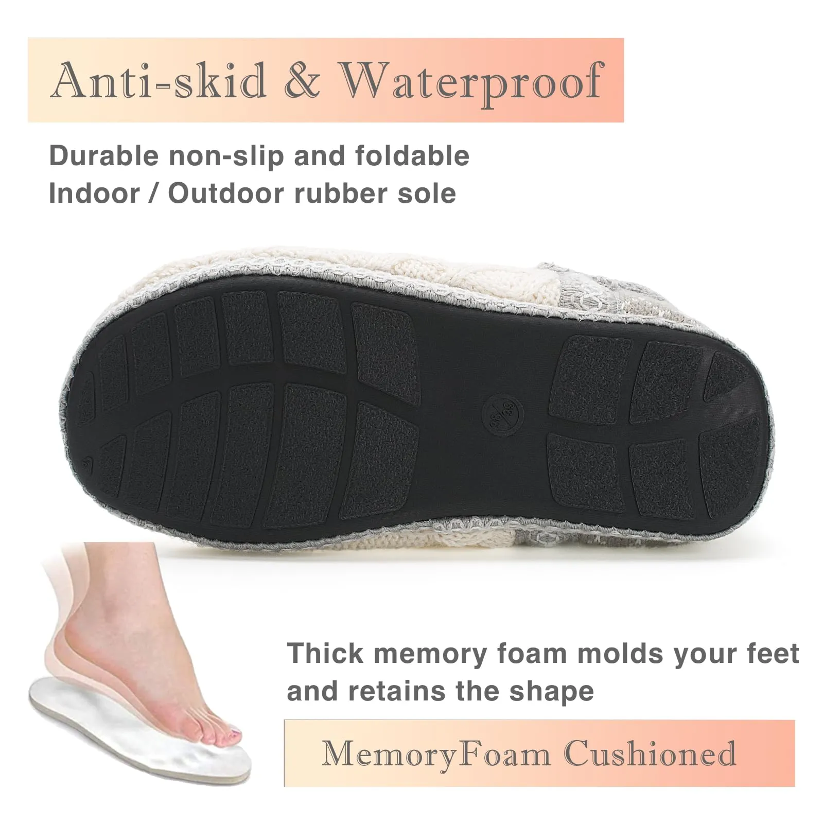Women's Ankle Bootie Slippers with Memory Foam