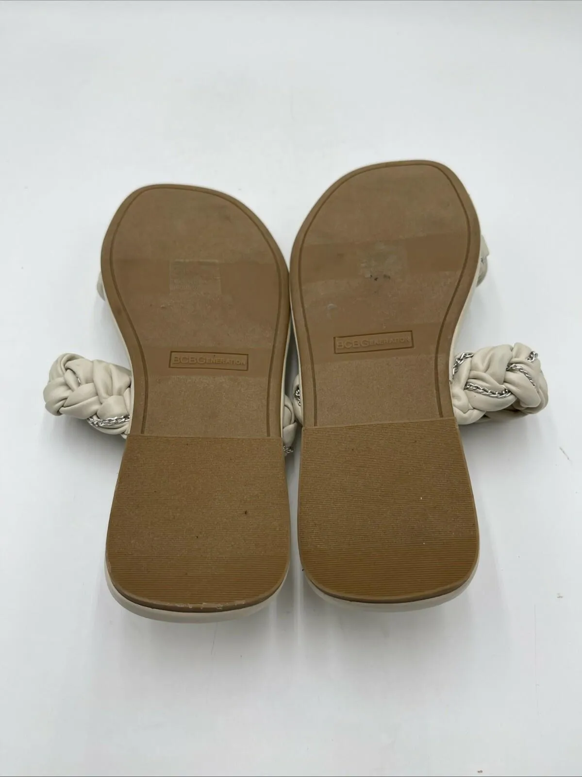 Women’s BCBGeneration Taneka Braided Slide Sandals White Size 6.5M/37 - Very Good