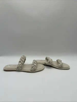 Women’s BCBGeneration Taneka Braided Slide Sandals White Size 6.5M/37 - Very Good