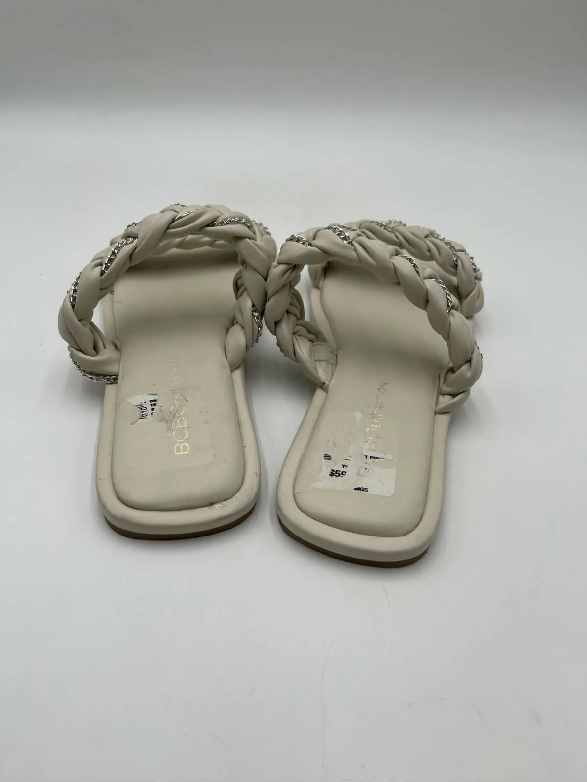 Women’s BCBGeneration Taneka Braided Slide Sandals White Size 6.5M/37 - Very Good