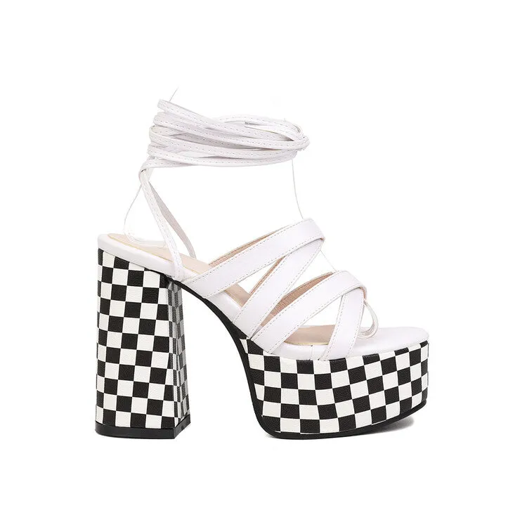 Women's Cross Straps Thick Sole Chunky Heel Platform Sandals