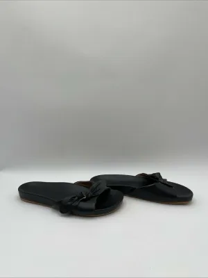Women’s Jack Rogers Dorothy Bow Leather Slide Sandals Black Size 8M - Very Good