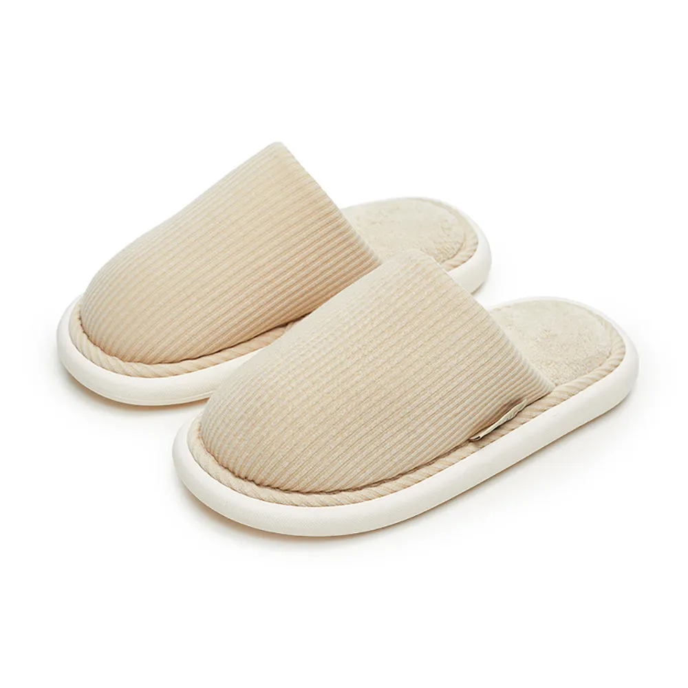 YouDiao Waffle Knit Cotton Slippers - Almond Beige, Size 36-37